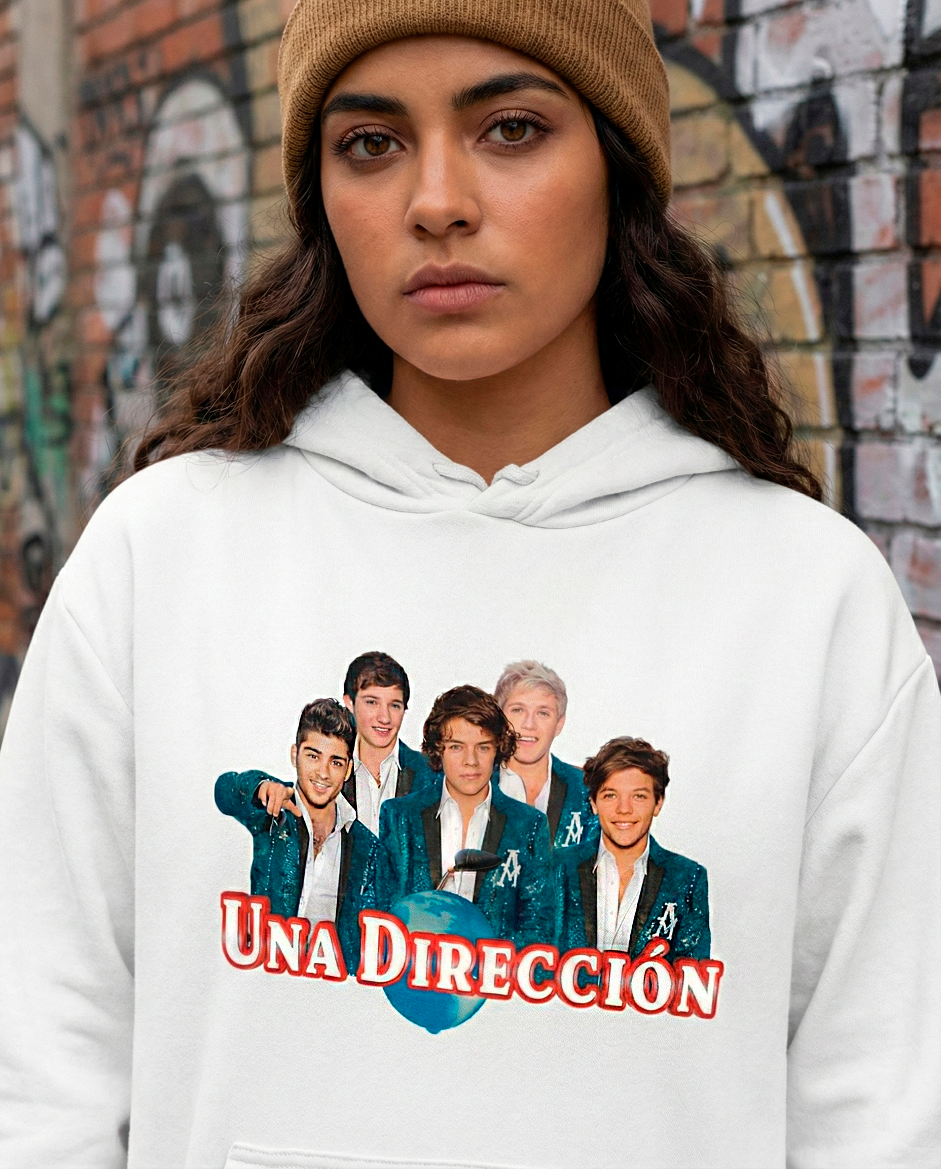 Una dirección 1D hoodie Unisex Blanca
