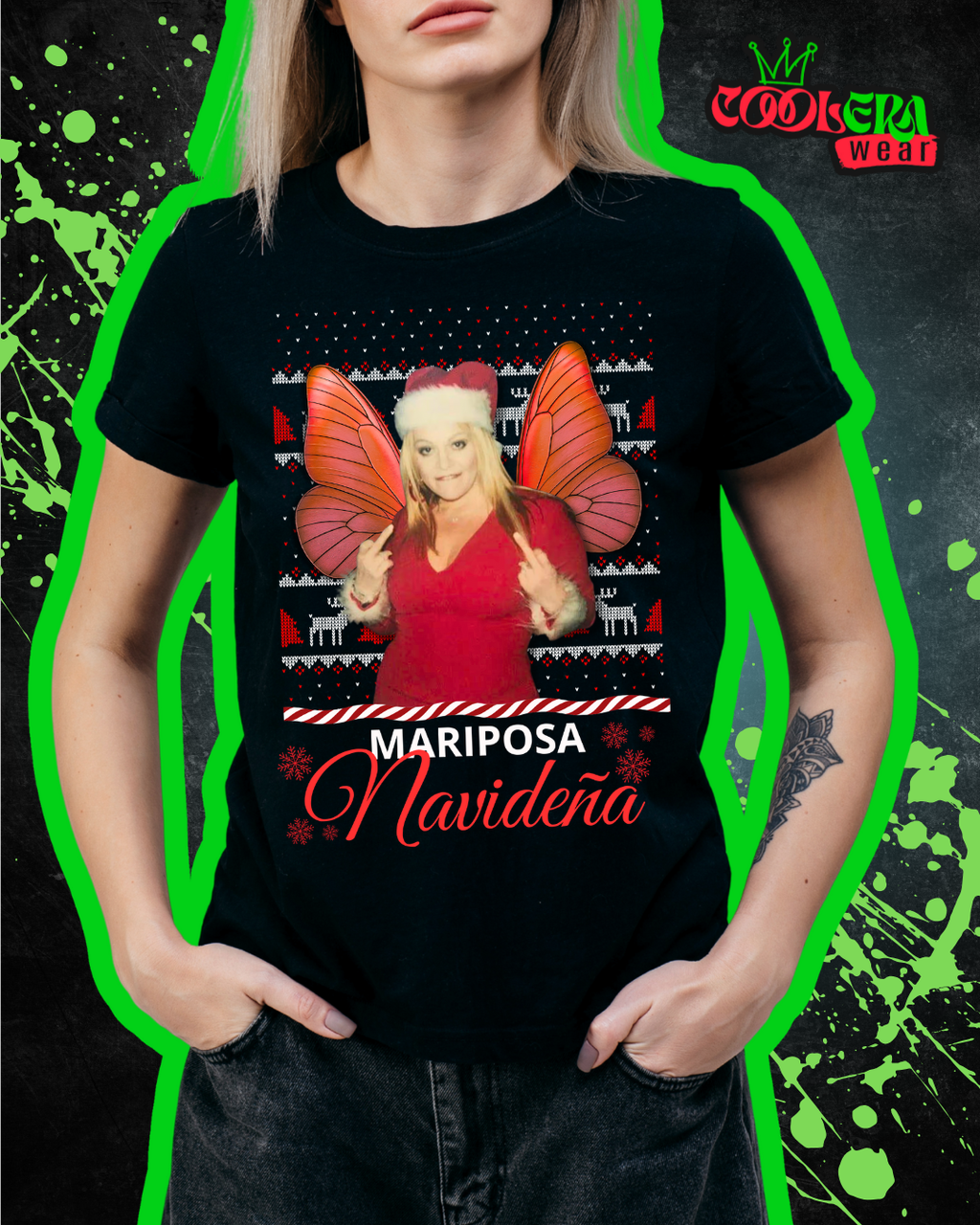 Mariposa Navideña Playera Manga Corta Mujer