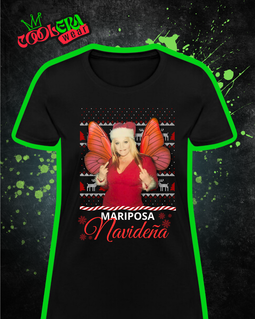Mariposa Navideña Playera Manga Corta Mujer