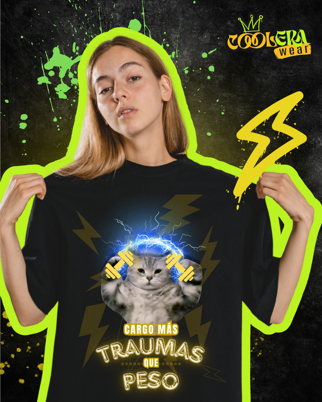 Oversize Gato Traumado Gym Unisex Manga Corta