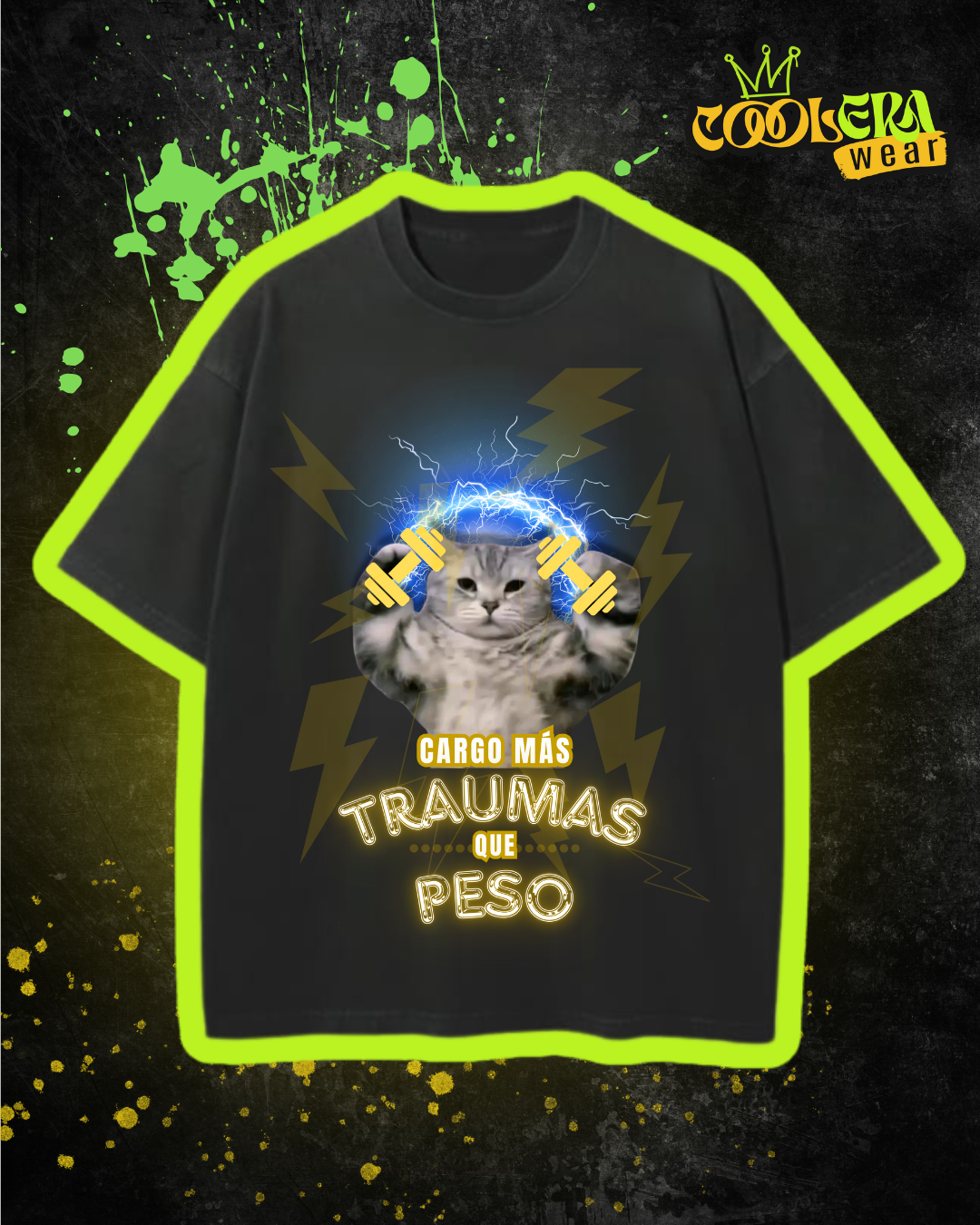 Oversize Gato Traumado Gym Unisex Manga Corta