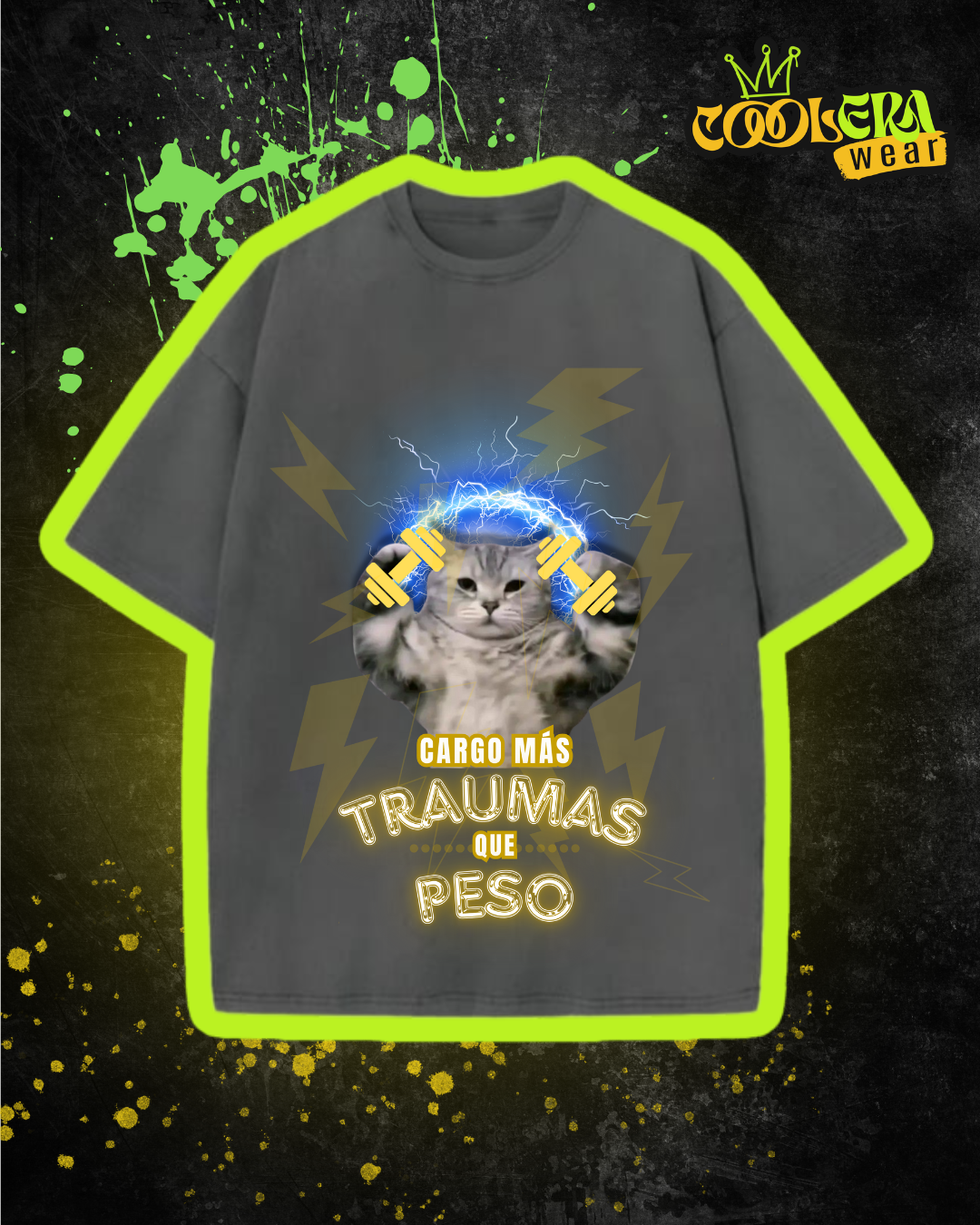 Oversize Gato Traumado Gym Unisex Manga Corta